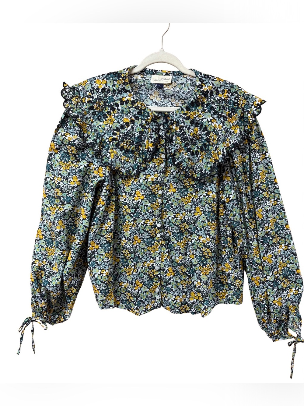 Univ. Thread XL Blouse Button Floral Prairie Fairy Embroidered Pilgrim Collar